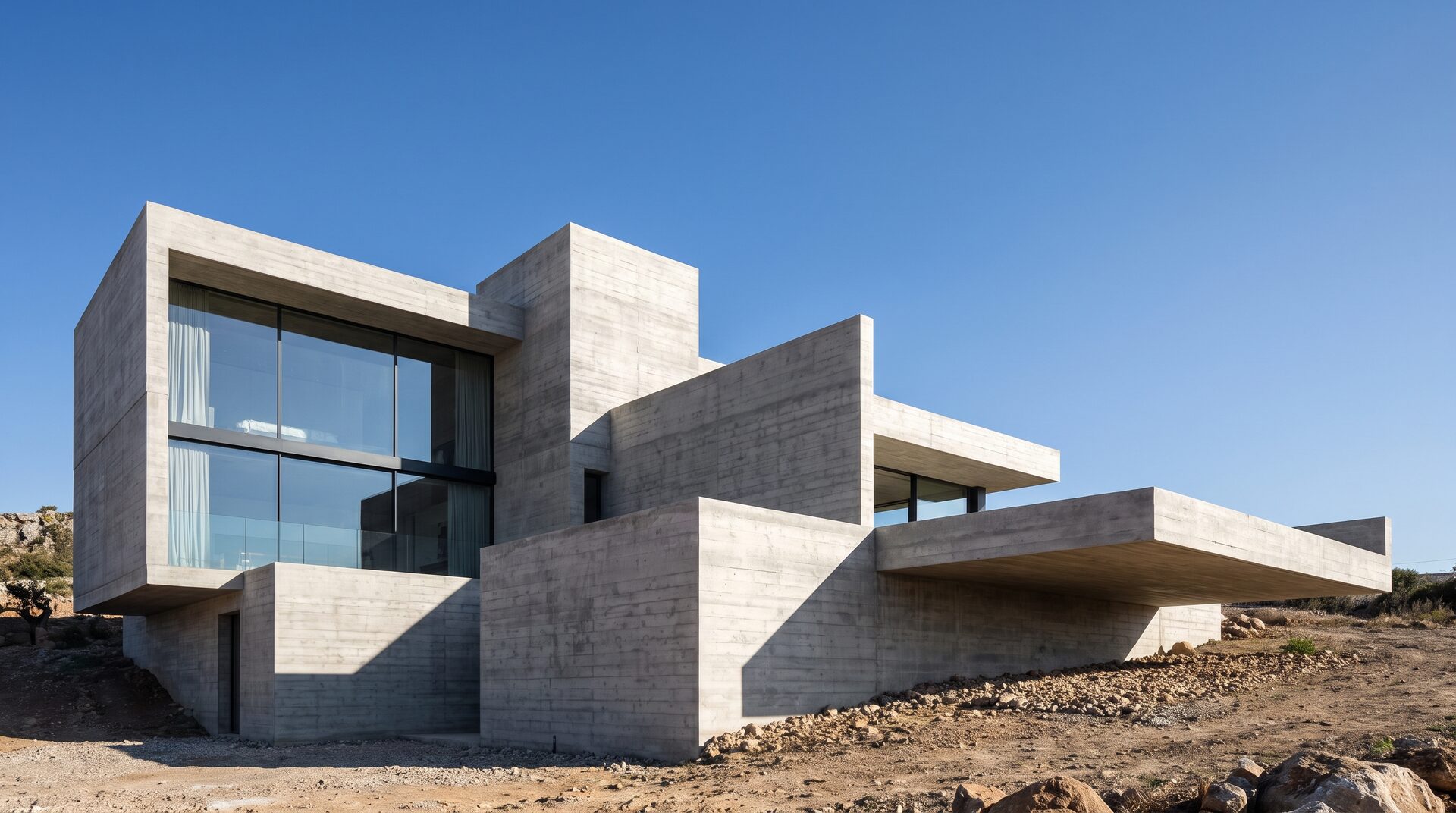 STUDIO KUBIK – markante minimalistische Beton-Villa mit Glasfassade