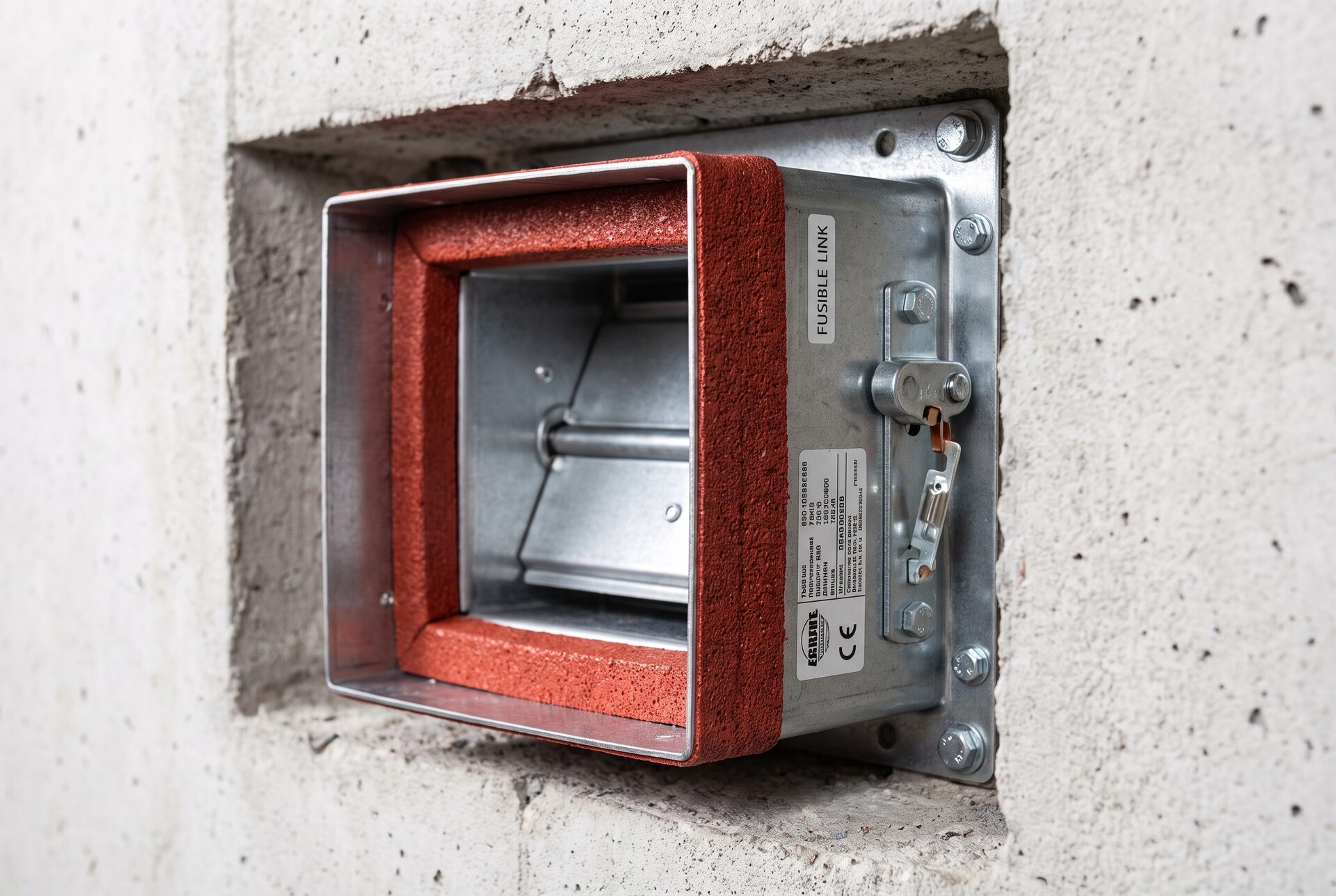 Nahaufnahme einer Brandschutzabschottung in einer Wanddurchführung