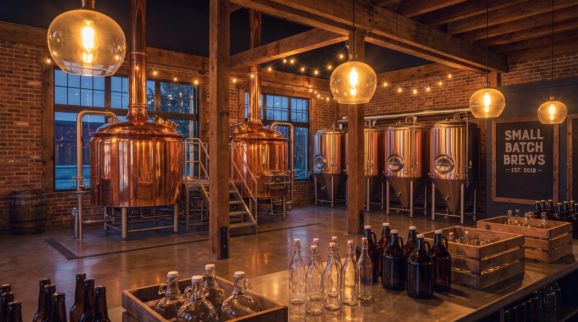 HOPFENWERK – Craft-Brauerei mit glänzenden Kupfer-Braukesseln