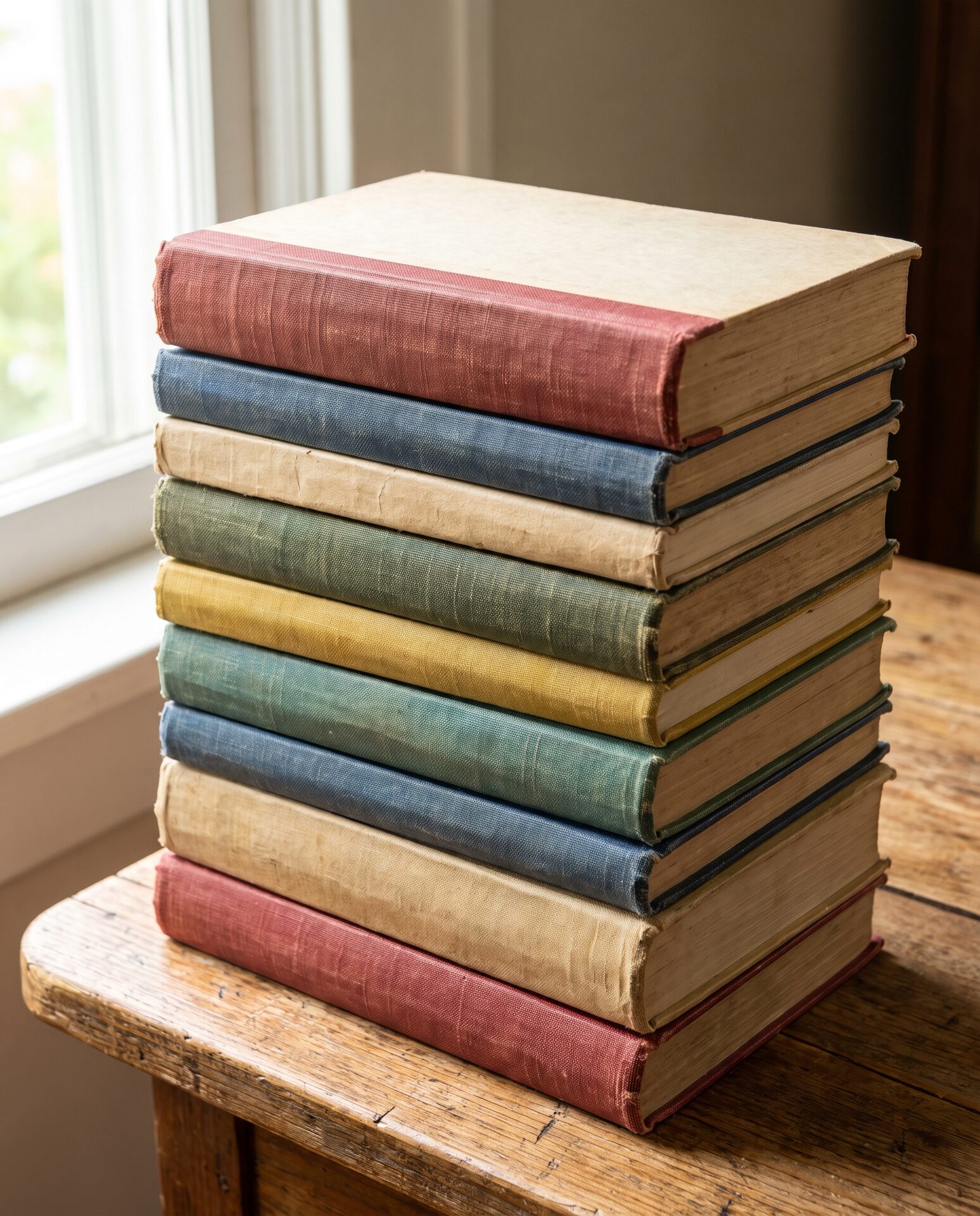 Hände heften einen Buchblock mit Nadel und Faden