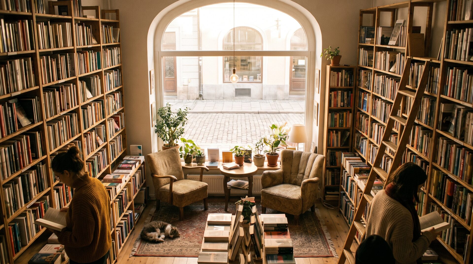 MARGINALIE – gemütliche unabhängige Buchhandlung mit Holzregalen
