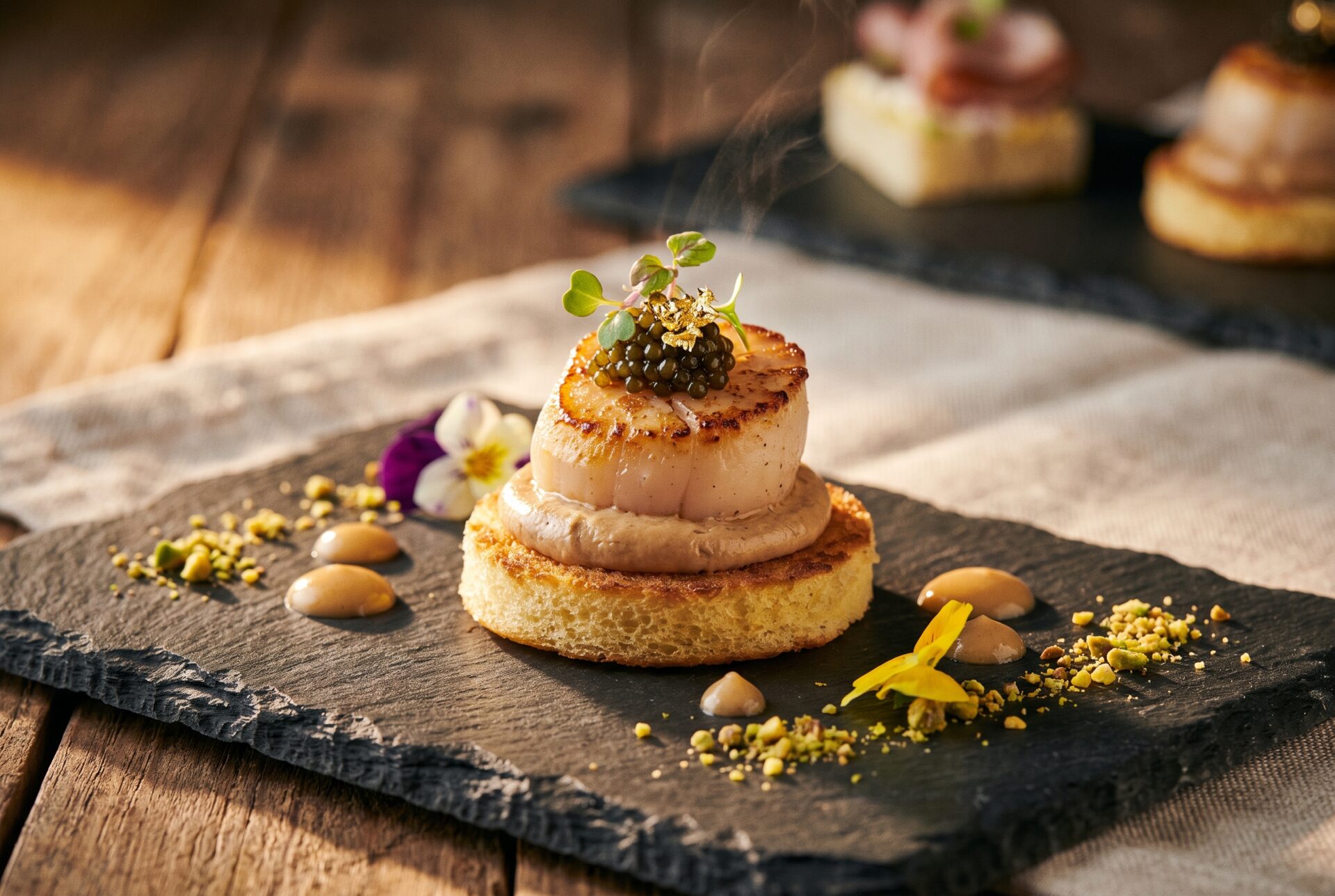 Sorgfältig angerichtetes Canapé auf dem Teller