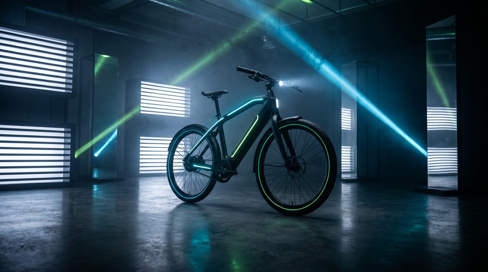 WATT – Premium-E-Bike dynamisch inszeniert mit Cyan-Licht