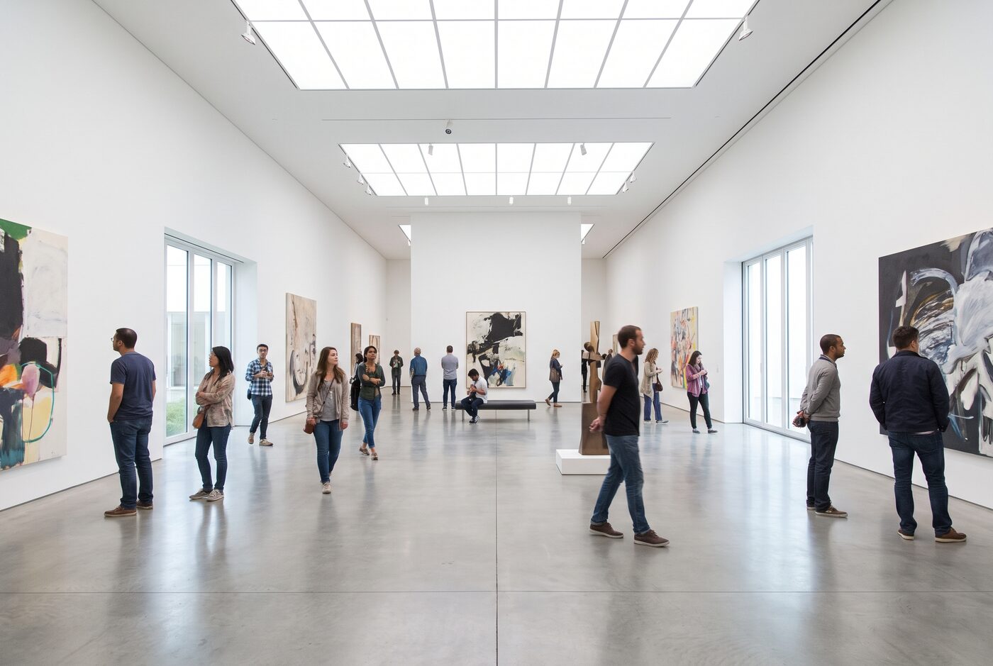 Fotografische Arbeit eines hellen Galerieraums