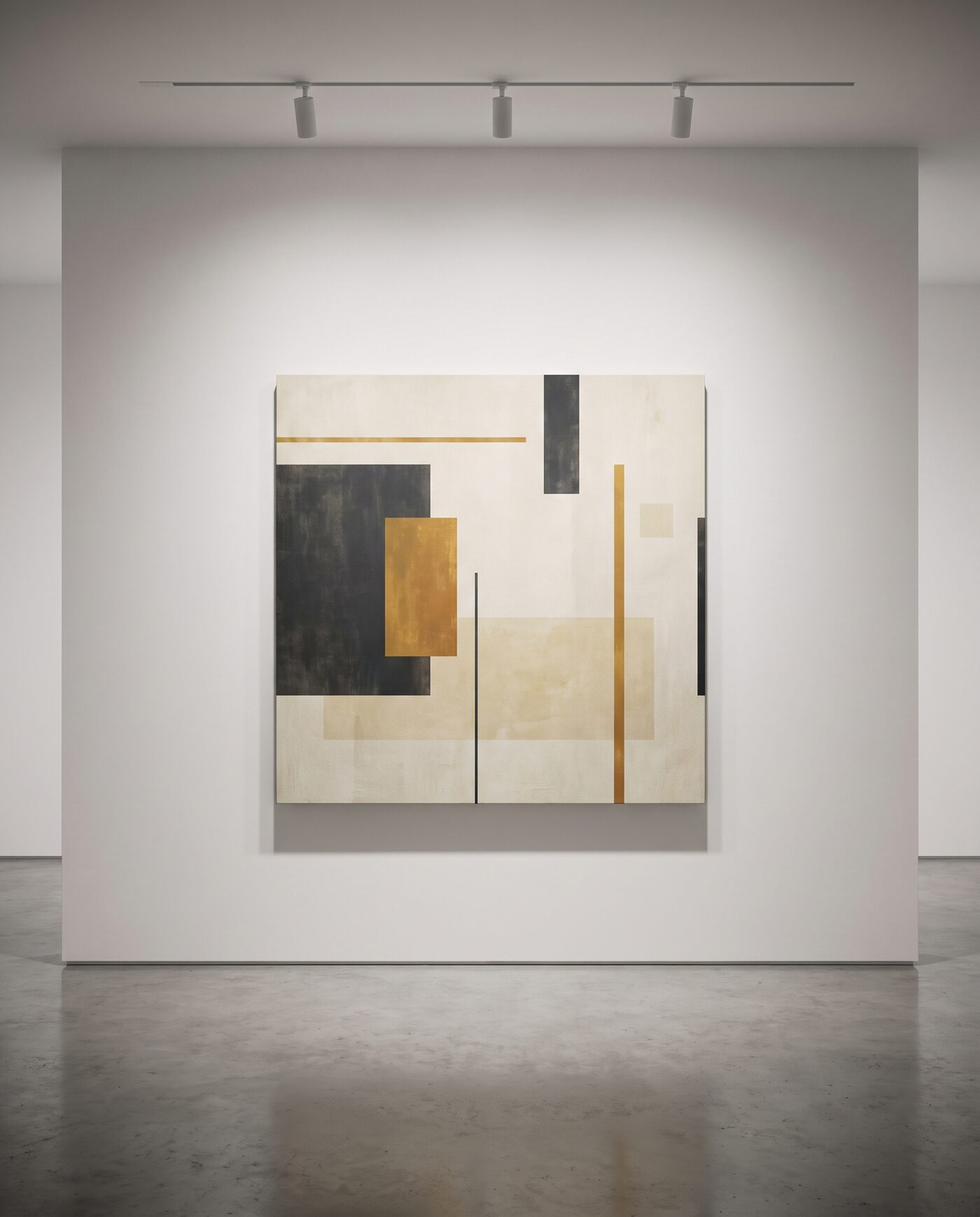 Abstraktes zeitgenössisches Werk an heller Galeriewand