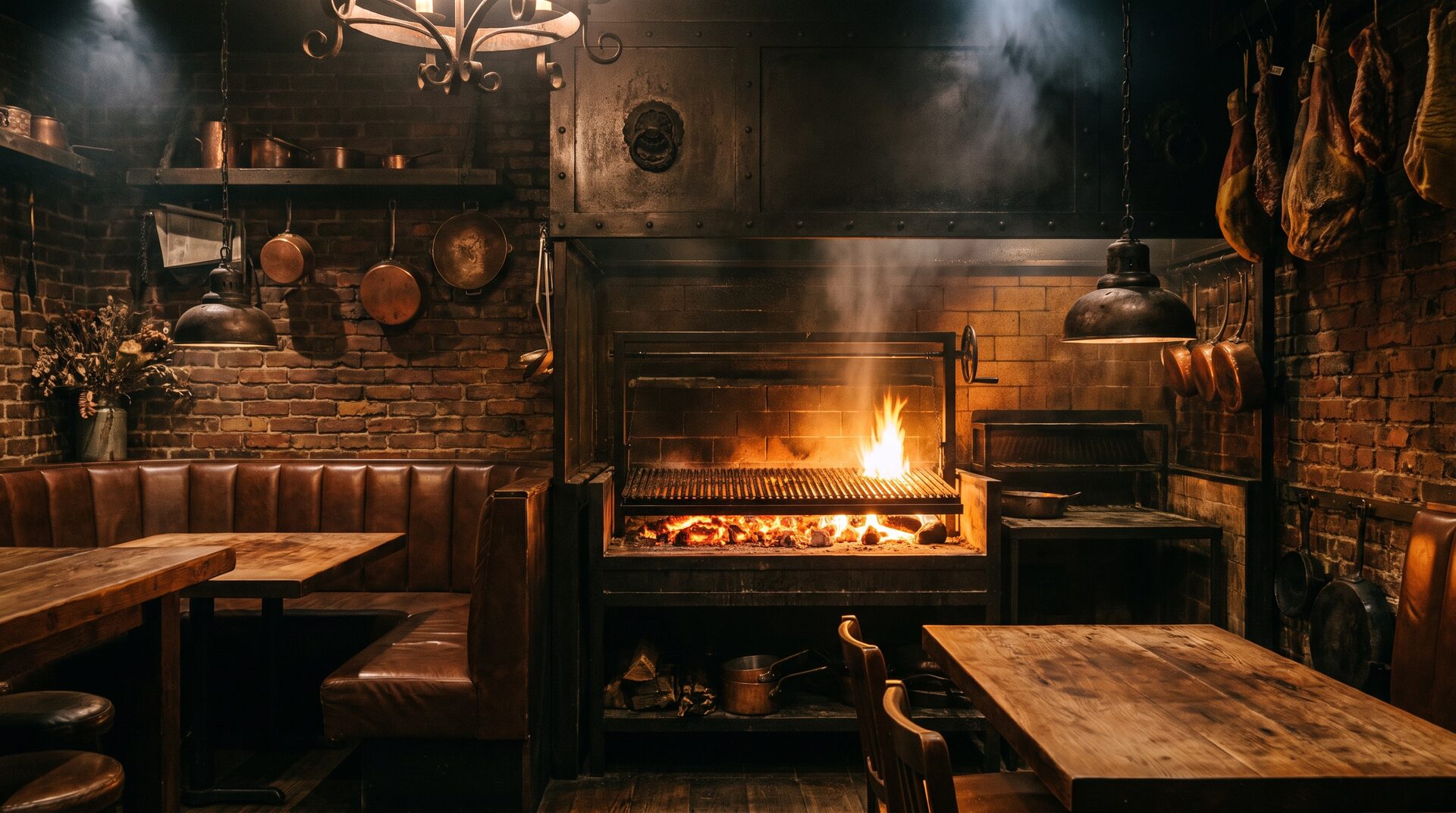GLUTHAUS – dunkles Steakhouse mit glühendem Holzkohlegrill