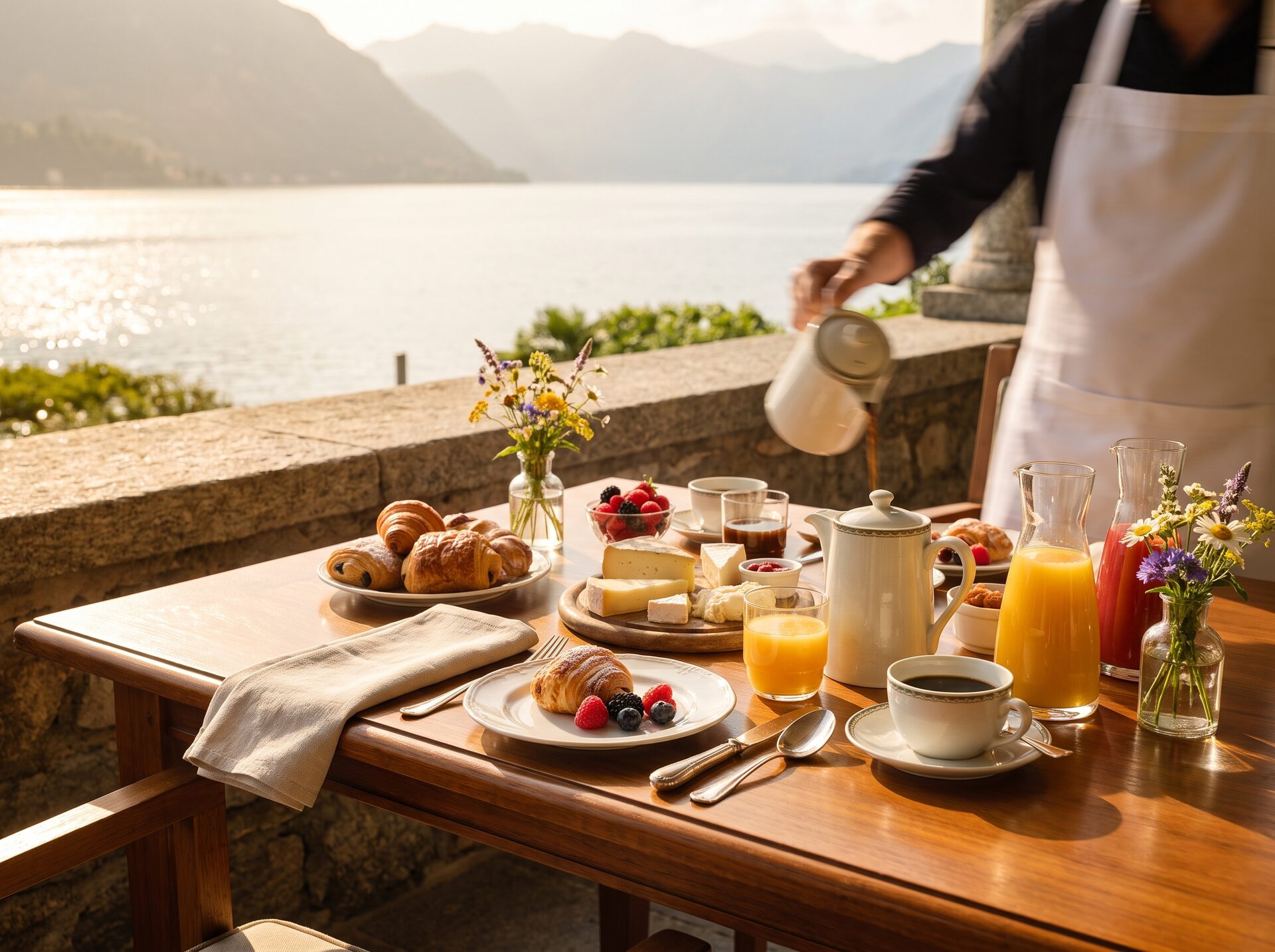 Junior-Suite mit Sitzbereich und Terrasse mit Seeblick