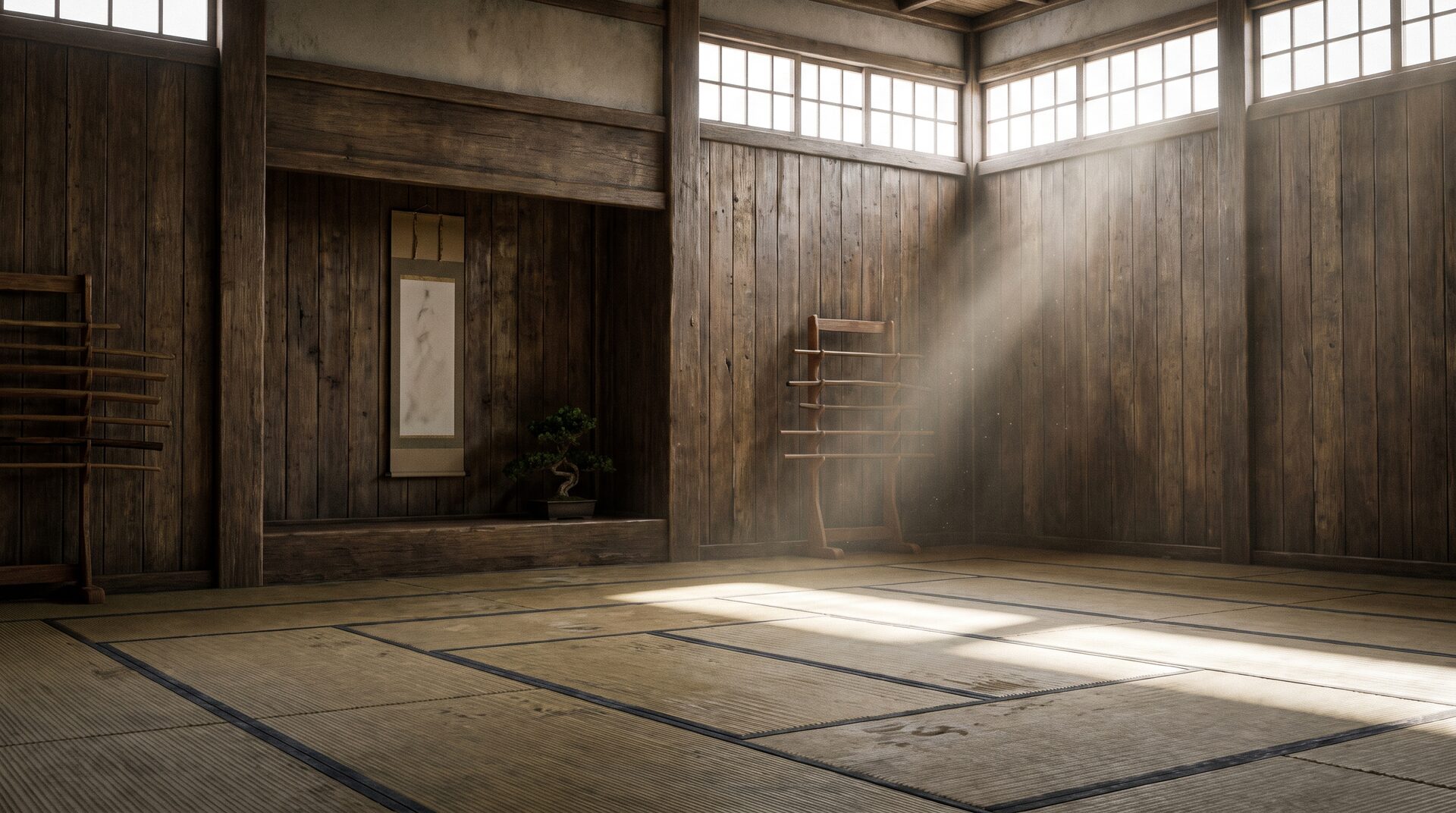 DOJO NAKAMA – traditionelles japanisches Dojo mit Tatami und Lichtstrahl