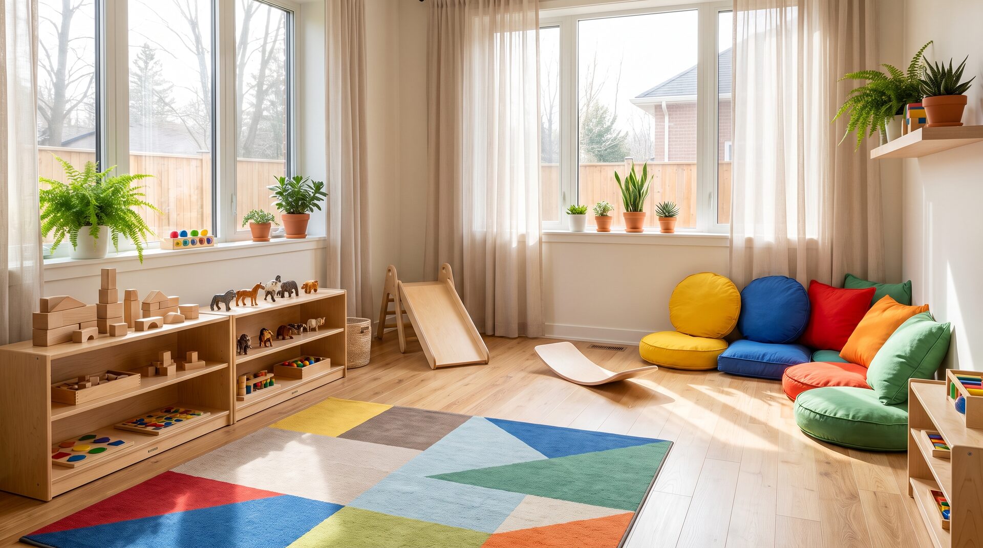 NESTWERK – helles freundliches Kita-Spielzimmer mit Holzspielzeug