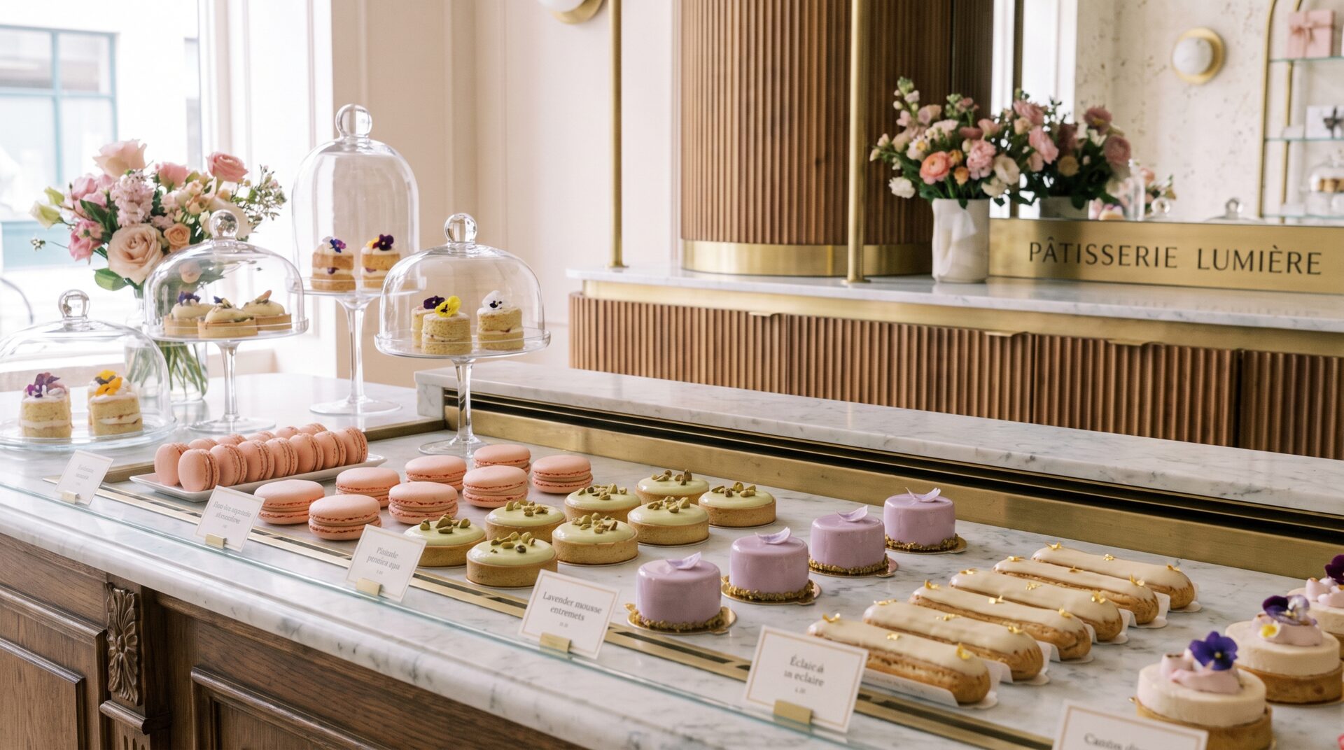ZUCKERWERK – elegante Patisserie-Auslage mit Torten