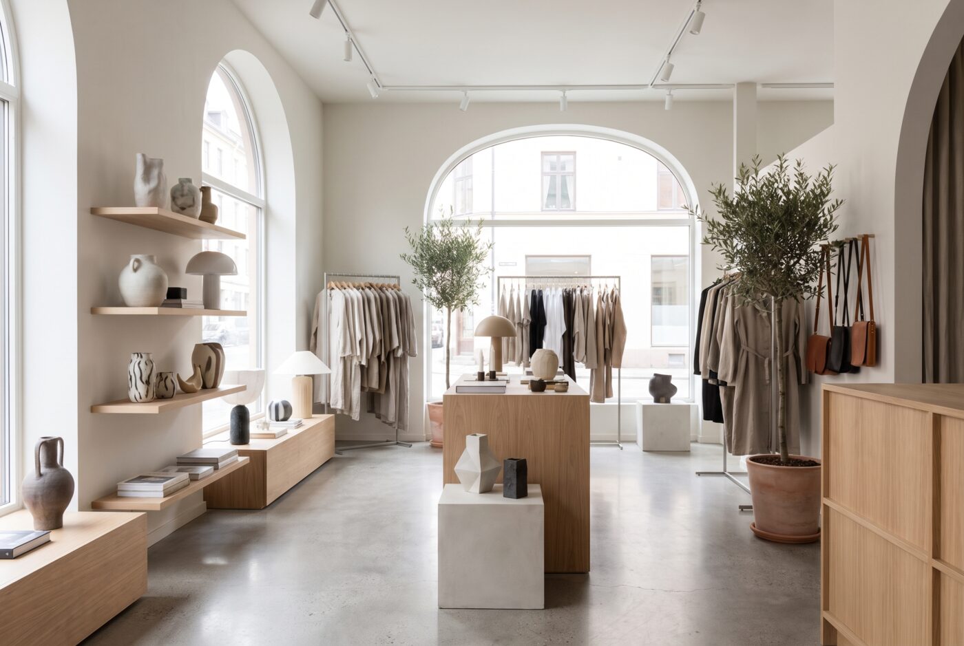 Moderner Concept Store mit kuratierten Designobjekten und Mode