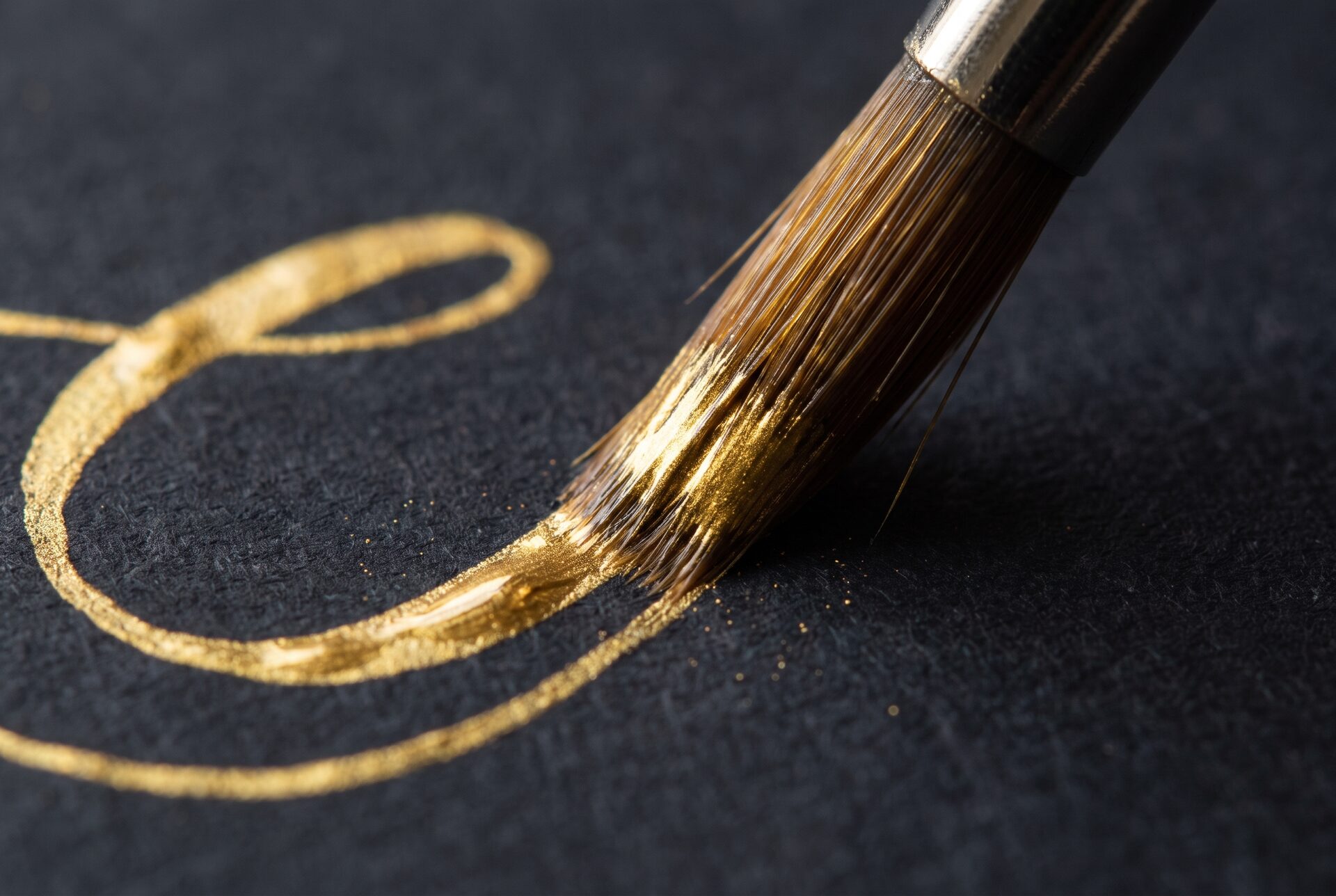 Detail einer handgemalten Ladenbeschriftung mit Goldbuchstaben
