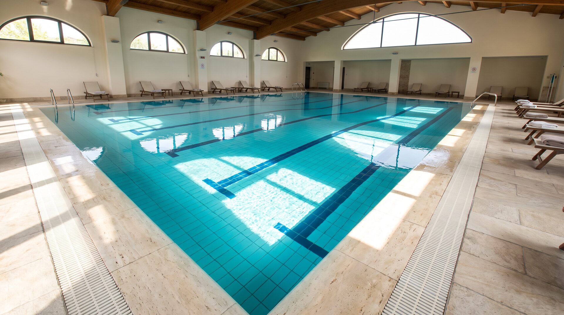 SEEPFERD – helles Hallenbad mit klarem türkisem Wasser