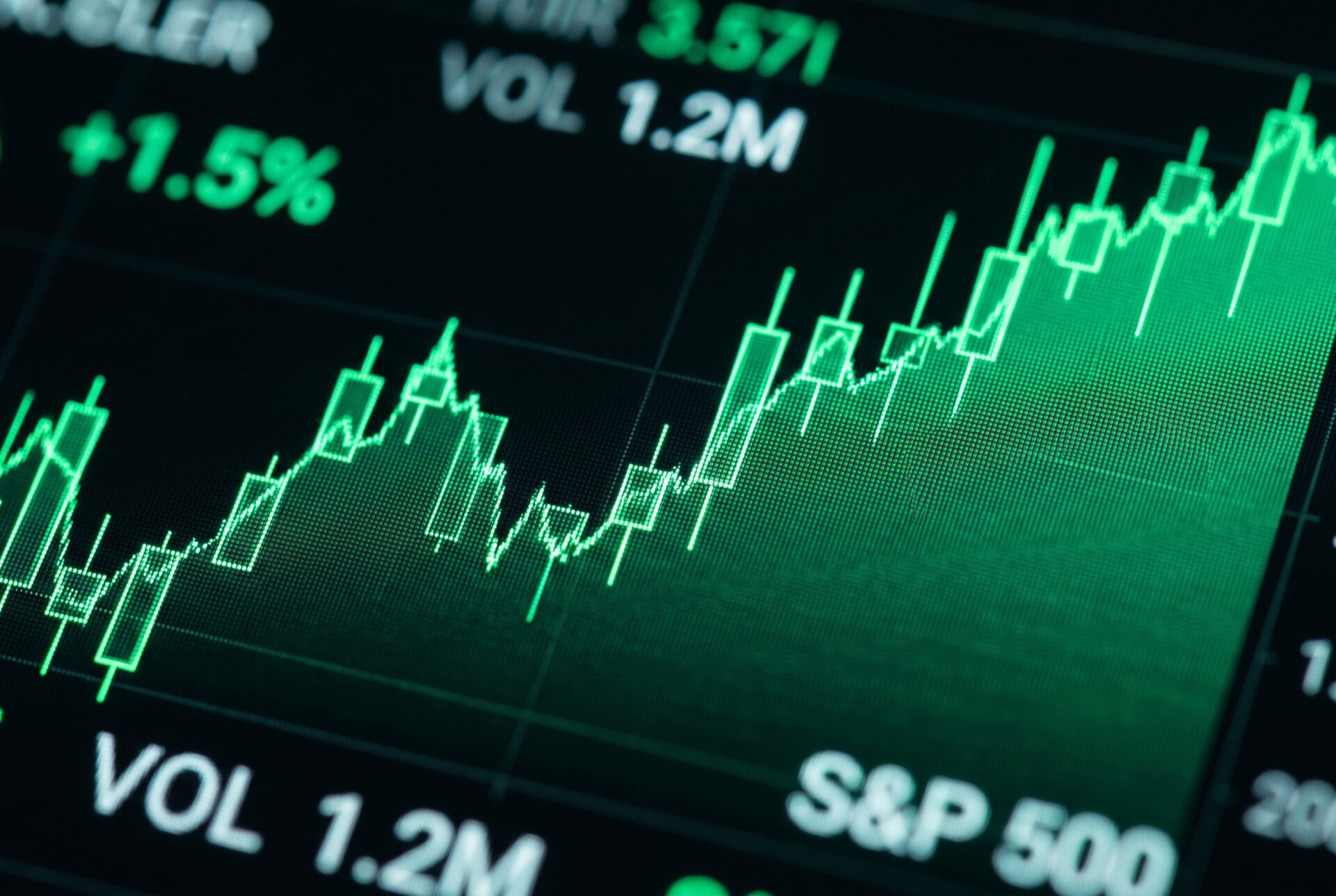 Candlestick-Chart mit grünen und roten Kerzen